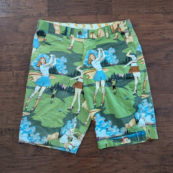 Loudmouth Golf Shorts Men’s 34 Retro Print Novelty Pin Up Girl Sportswear - Picture 3 of 10